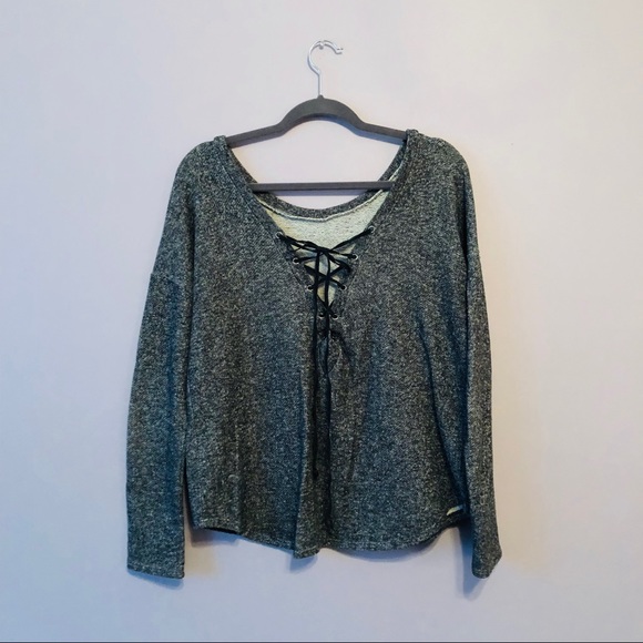 ♥️ SOLE MIO Lace Up Back Sweater - Picture 1 of 2